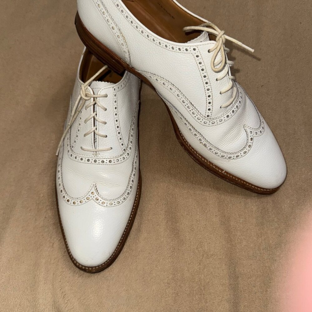 MENS WHITE BROOKS BROTHERS LEATHER BROGUE SHOES SIZE 11 1/2 D